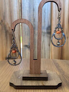 W1560 Silpada Retired Dangle Earrings, Coral & Sterling Silver, 2010-11 Catalog